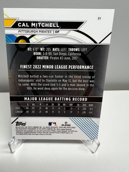 Cal Mitchell 2023 Topps Finest Aqua Refractor /199 RC #31 Pirates