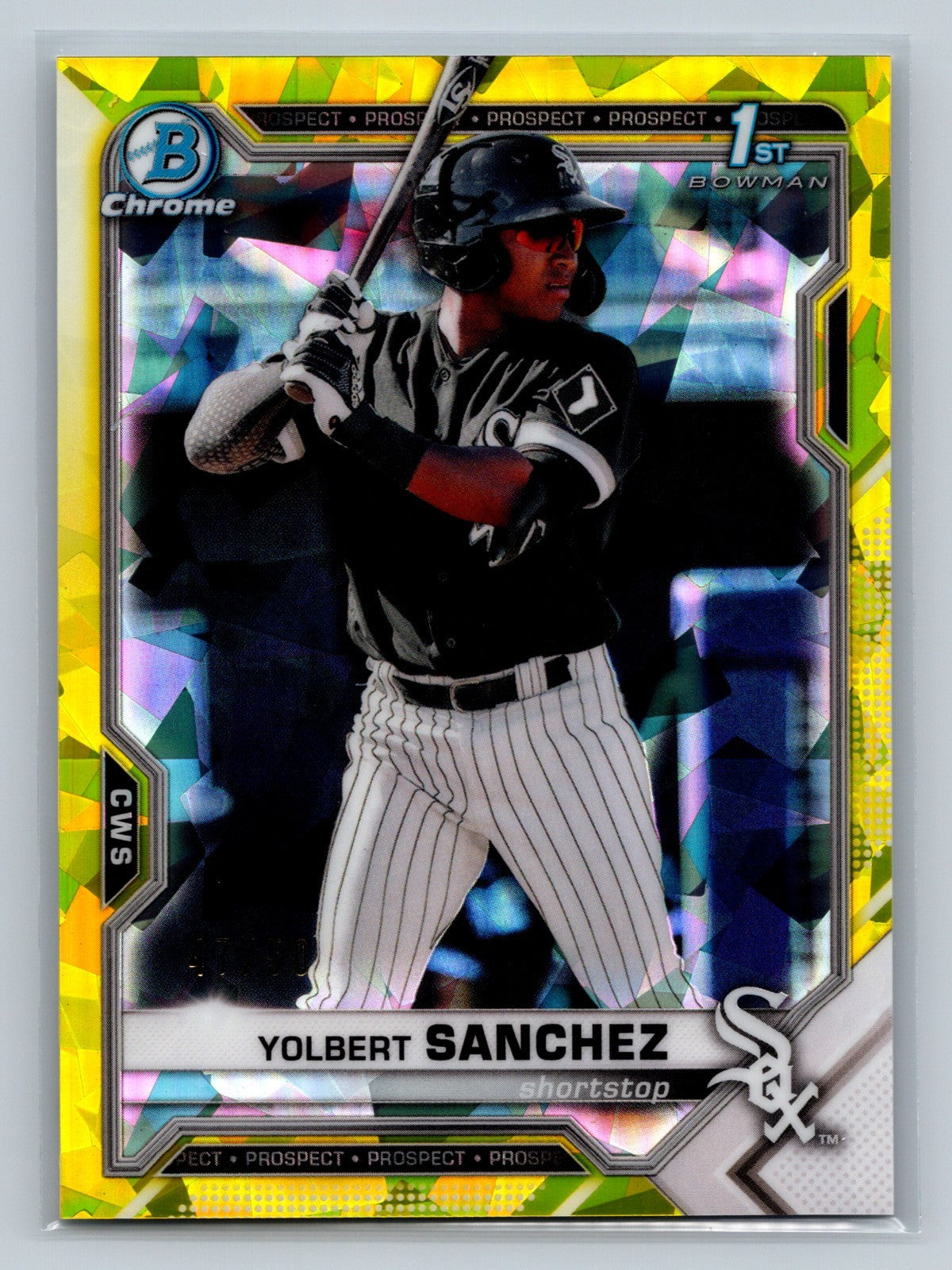 Yolbert Sanchez 2021 Bowman Chrome 1st Sapphire Yellow Refractor /50 #BCP-40