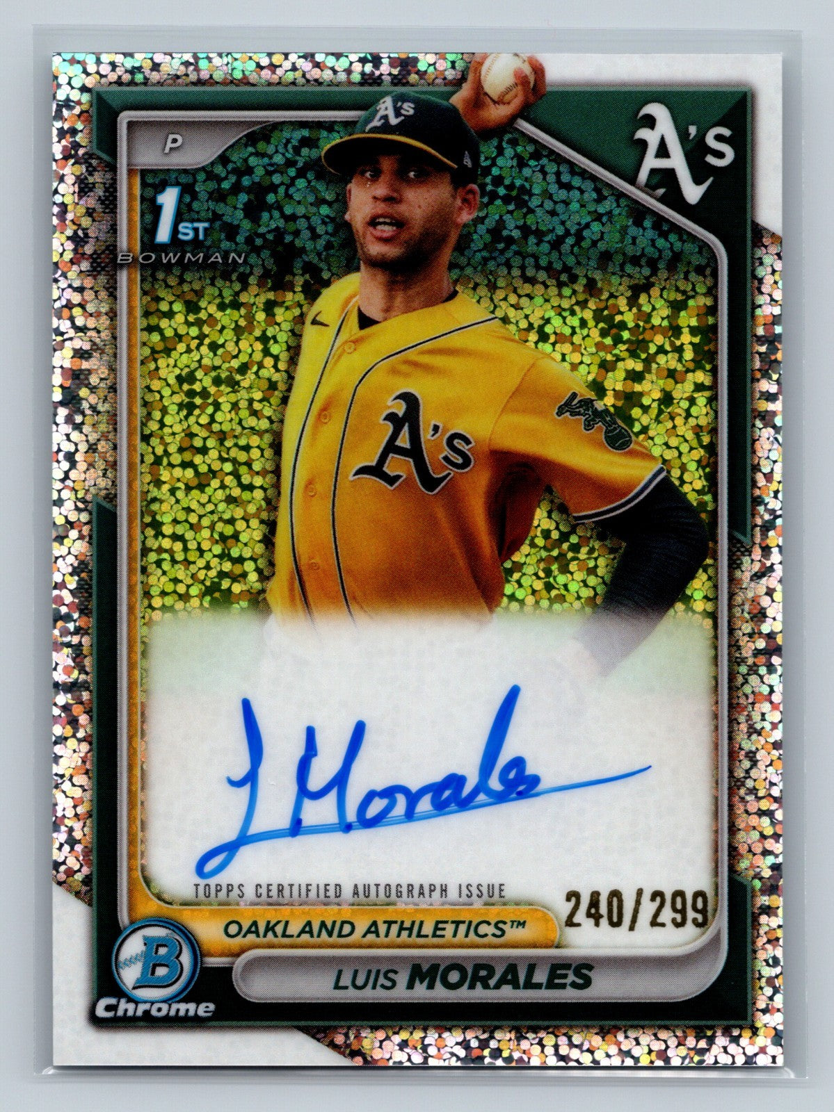 Luis Morales 2024 Bowman Chrome 1st Speckle Refractor Auto /299 #CPA-LM