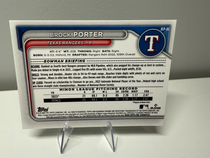 Brock Porter 2024 Bowman Chrome 1st Lunar Glow #BCP-36 Rangers
