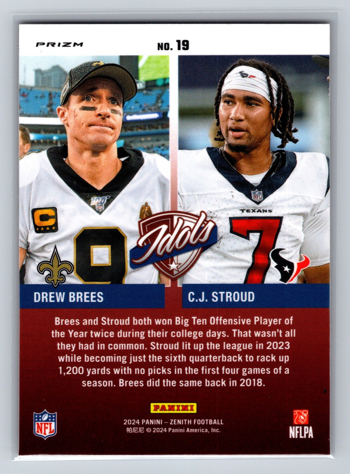 Drew Brees C.J. Stroud 2024 Panini Zenith Orange #19 Saints