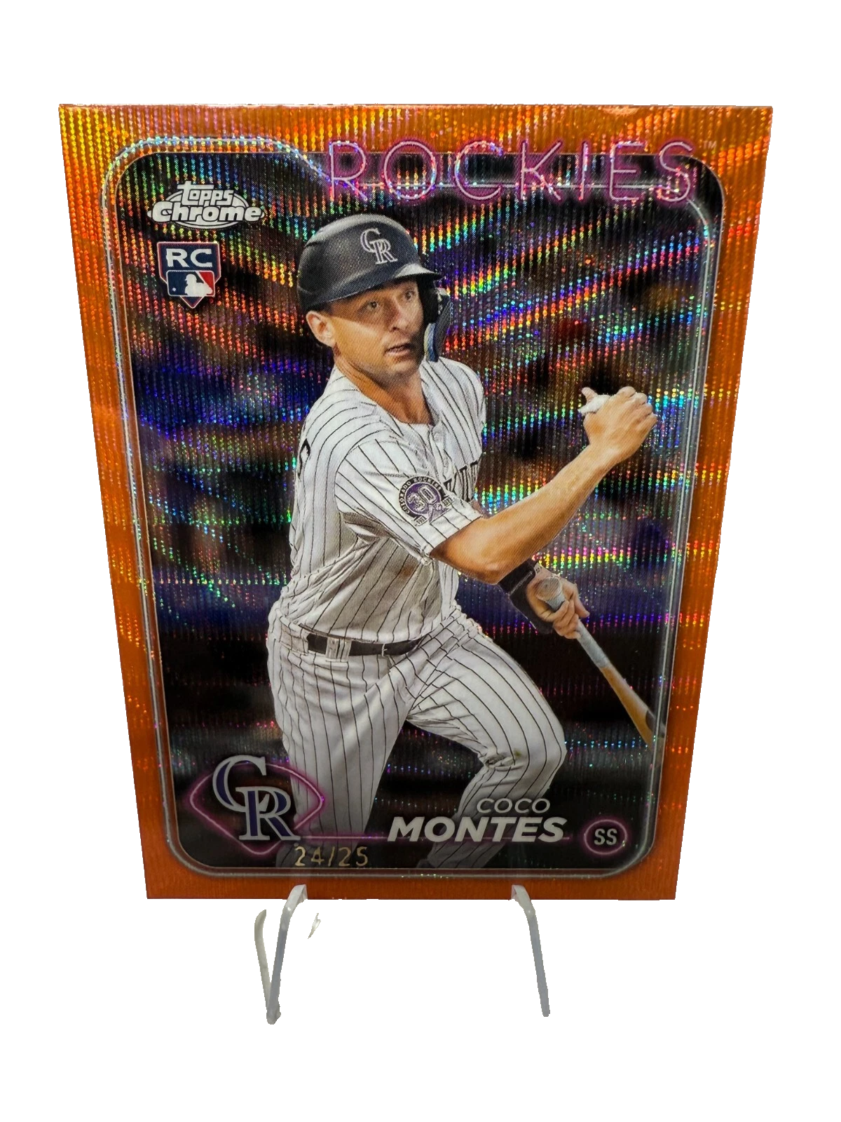 Coco Montes 2024 Topps Chrome Orange Wave Refractor RC /25 #182 Rockies