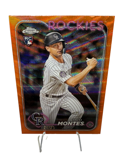 Coco Montes 2024 Topps Chrome Orange Wave Refractor RC /25 #182 Rockies