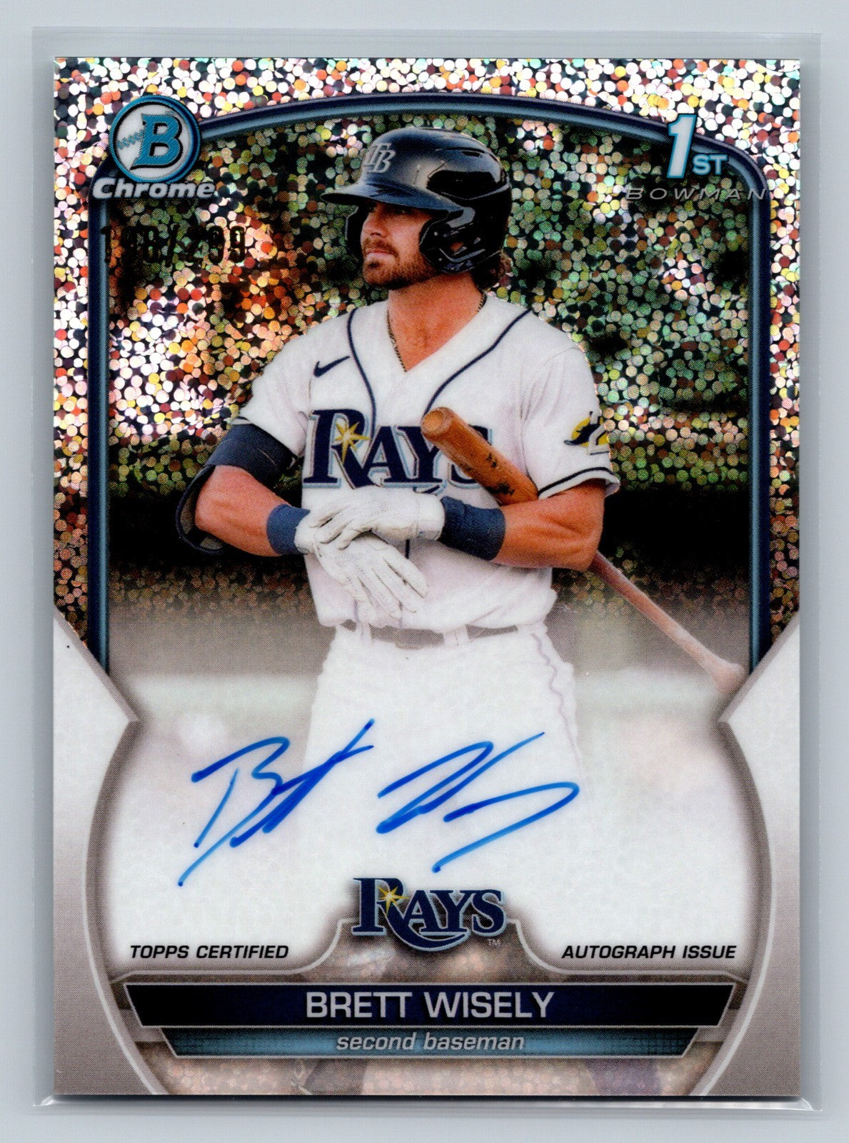 Brett Wisely 2023 Bowman Chrome 1st Speckle Refractor Auto /299 #CPA-BW Rays