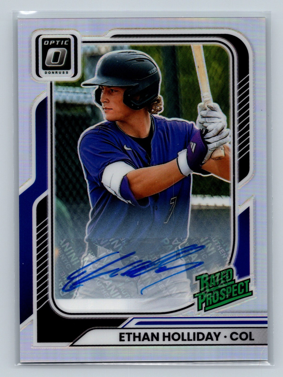 Ethan Holliday 2026 Panini Donruss Optic Rated Prospect Silver Holo Auto #159