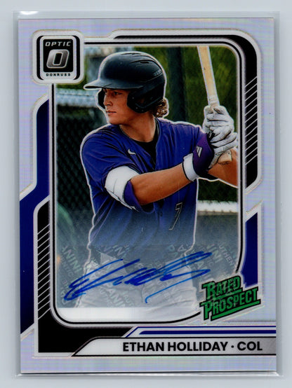 Ethan Holliday 2026 Panini Donruss Optic Rated Prospect Silver Holo Auto #159