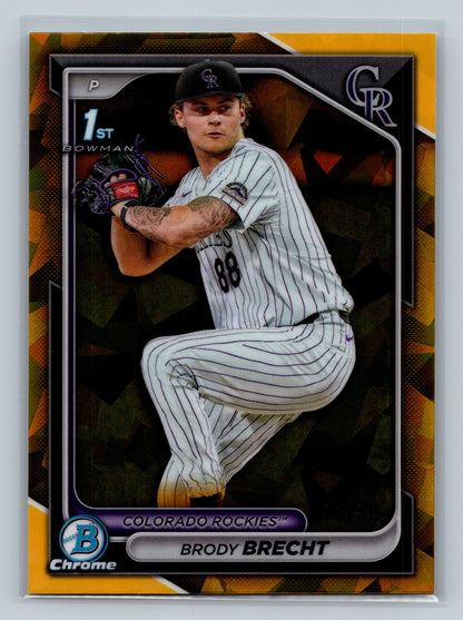 Brody Brecht 2024 Bowman Draft Chrome 1st Gold Sapphire Refractor /50 #BDC-39