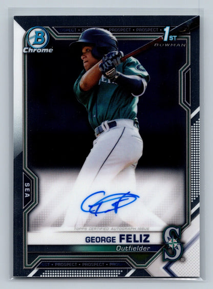 George Feliz 2021 Bowman Chrome 1st Auto #CPA-GF Mariners