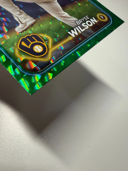 Bryse Wilson 2024 Topps Update Series Green Crackle Foilboard /499 #US45 Brewers