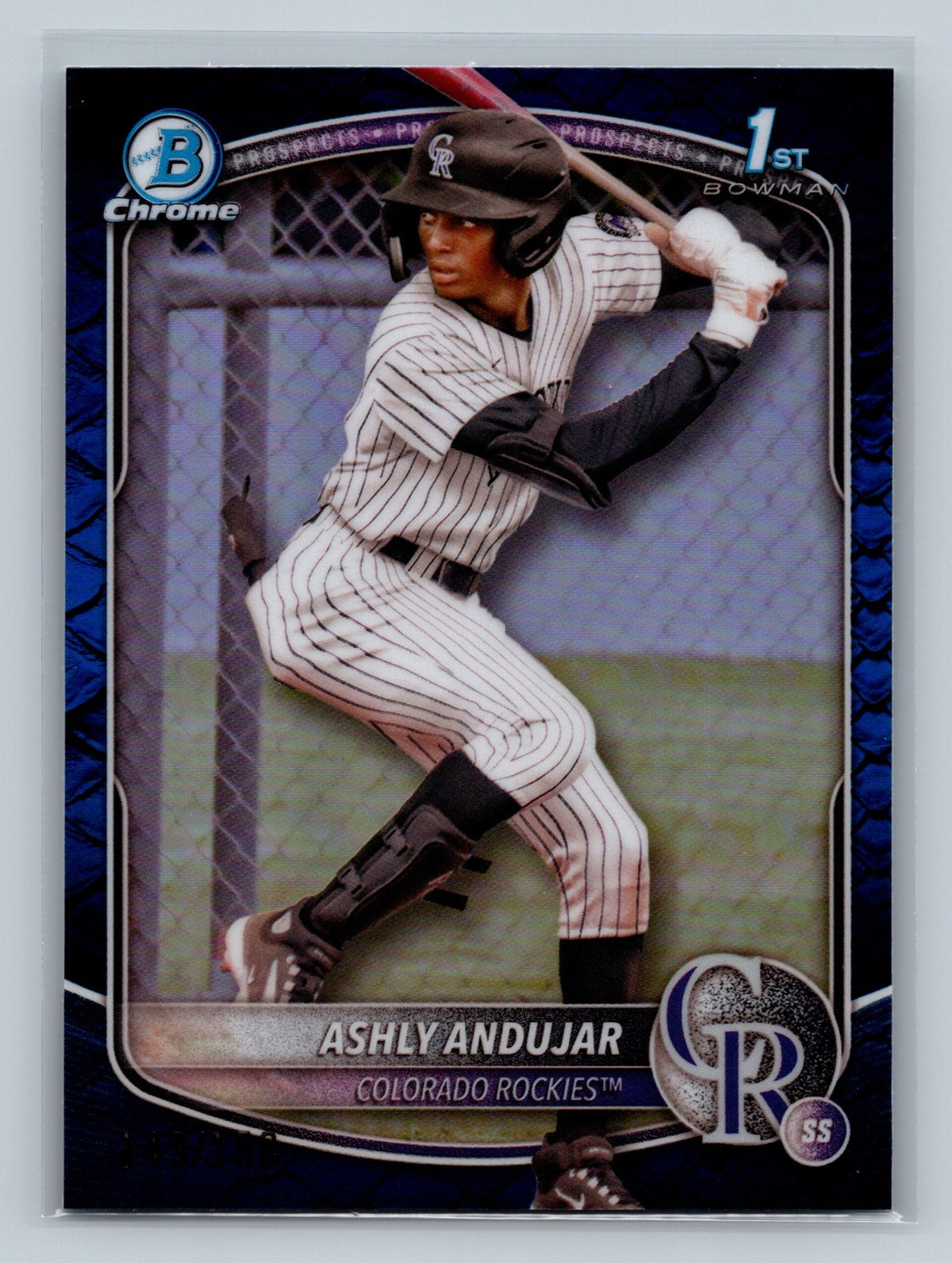 Ashly Andujar 2025 Bowman Chrome 1st Blue Reptilian Refractor /150 #BCP-20