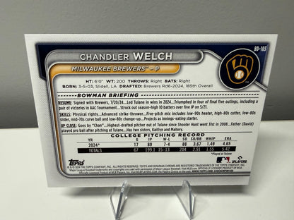 Chandler Welch 2024 Bowman Draft 1st Paper Blue /150 #BD-103 Brewers