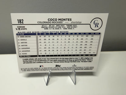 Coco Montes 2024 Topps Chrome Blue Logofractor RC /150 #182 Rockies
