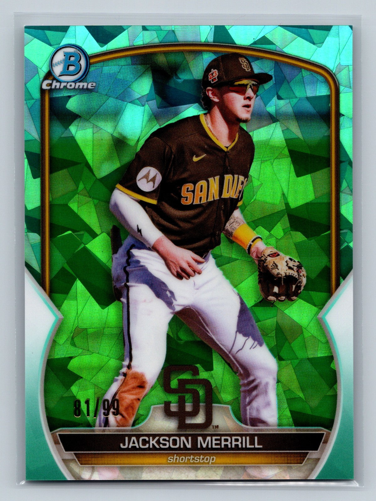 Jackson Merill 2023 Bowman Chrome Prospects Aqua Sapphire Refractor /99 #BCP-244