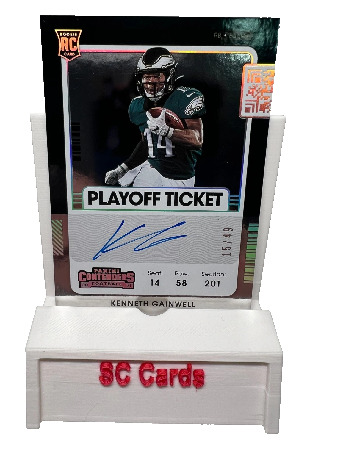 Kenneth Gainwell 2021 Panini Contenders Playoff Ticket Auto RC /49 #139 Eagles