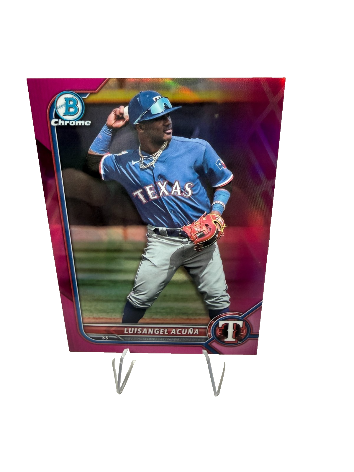 Luisangel Acuna 2022 Bowman Chrome Prospects Fuchsia Pink Vapor Refractor /199