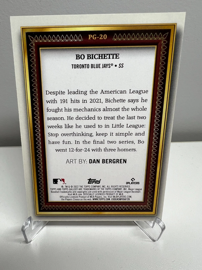 Bo Bichette 2022 Topps Gallery Toronto #PG-20 Blue Jays