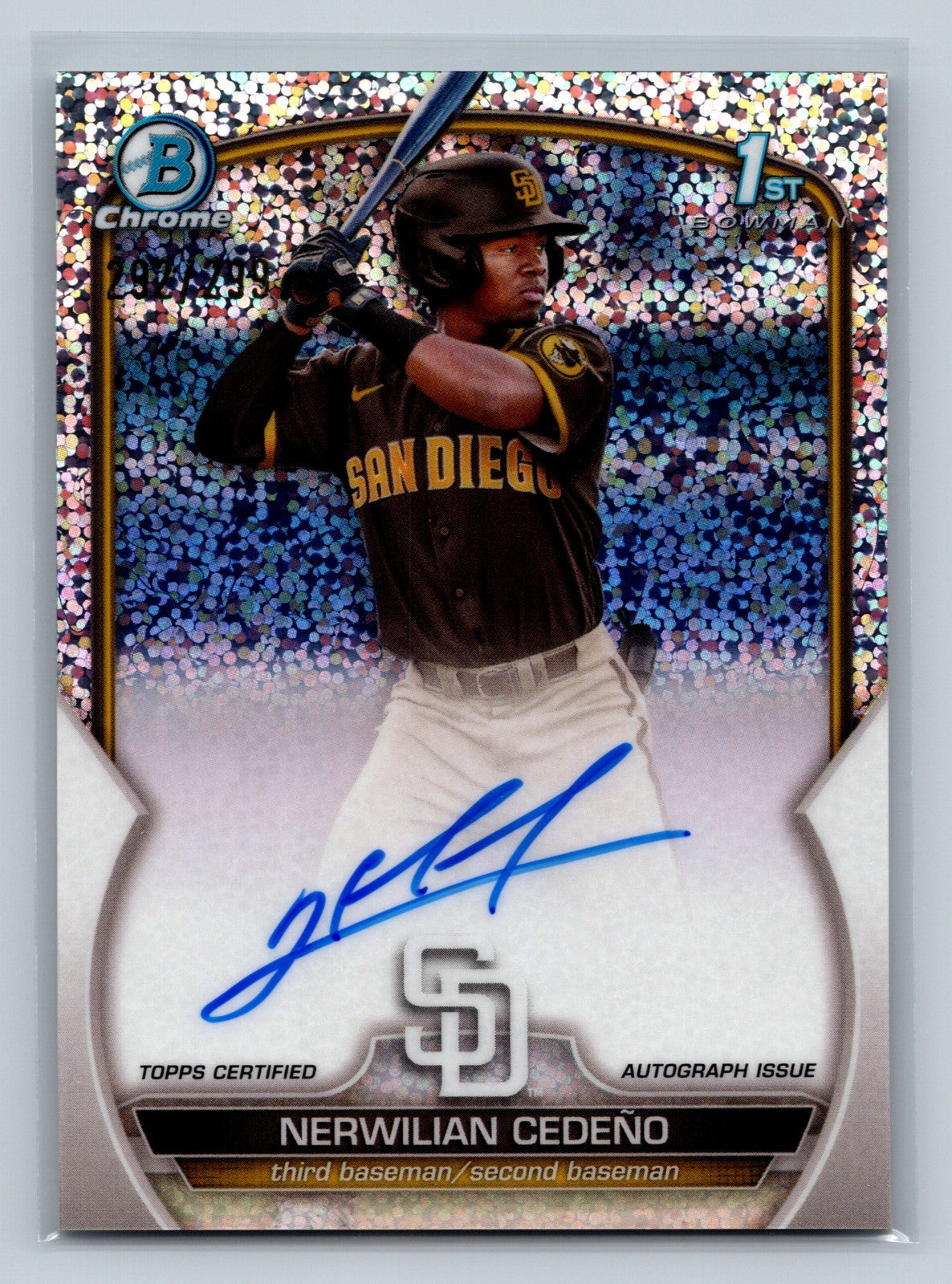 Nerwilian Cedeno 2023 Bowman Chrome 1st Speckle Refractor Auto /299 #CPA-NC