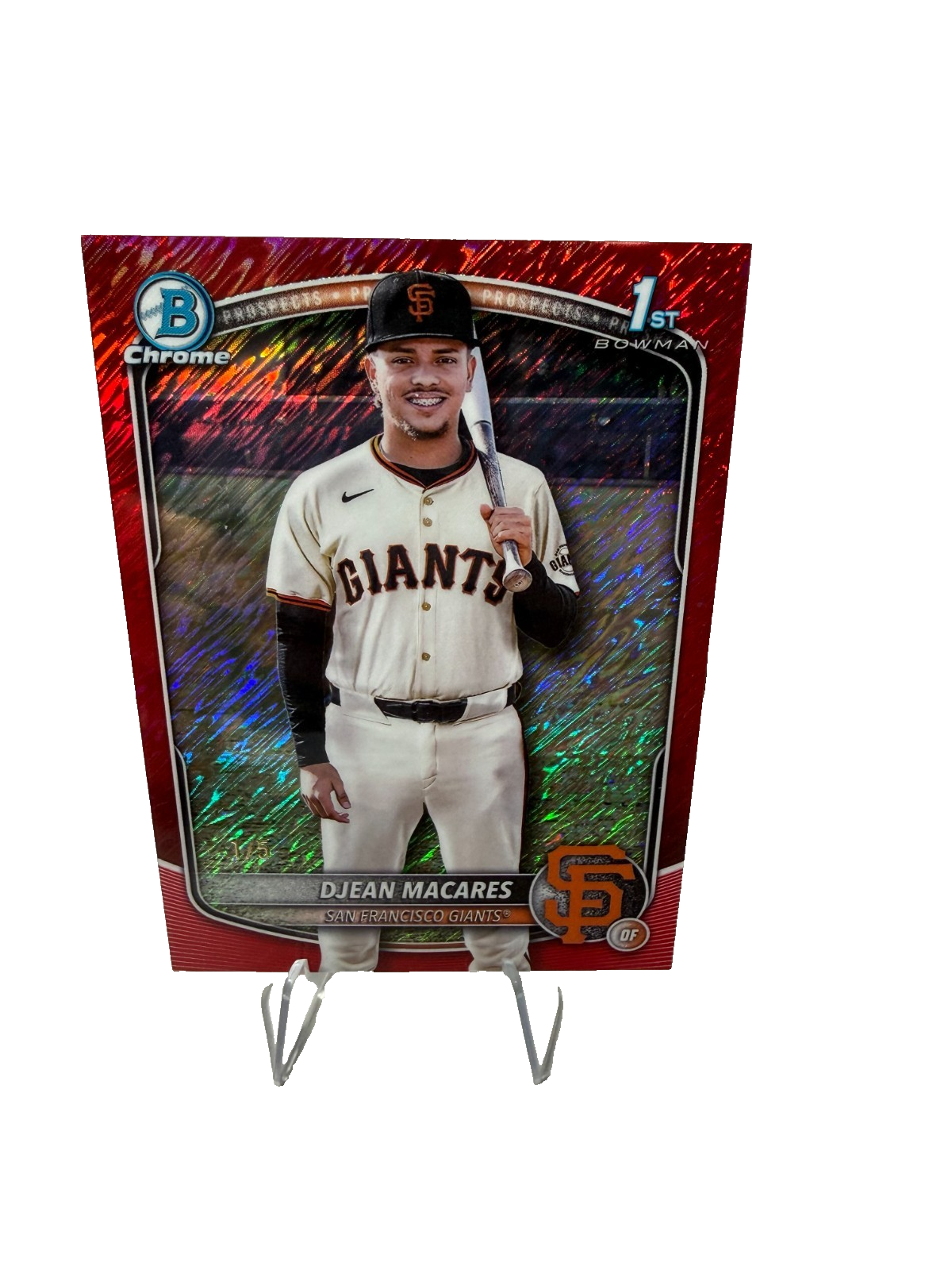 Djean Macares 2025 Bowman Chrome 1st Red Shimmer Refractor /5 #BCP-237 Giants