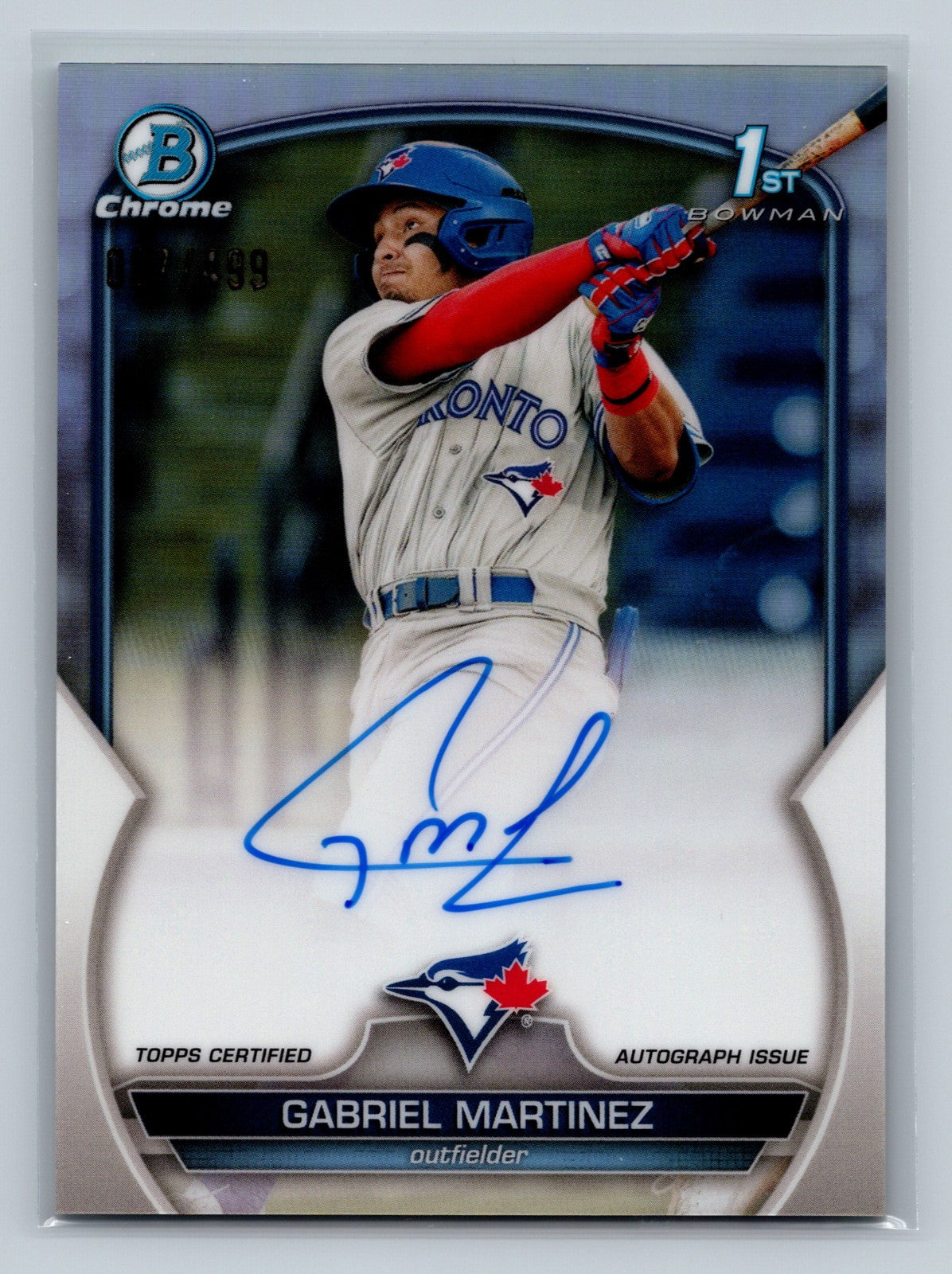 Gabriel Martinez 2023 Bowman Chrome 1st Refractor Auto /499 #CPA-GMA Blue Jays