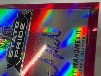 Patrick Mahomes II 2017 Leaf Metal Draft State Pride Pink Auto /15 #SP-PM1