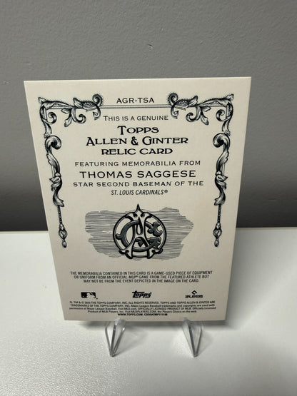 Thomas Saggese 2025 Topps Allen & Ginter Gold Foil Filagree Relic RC /50