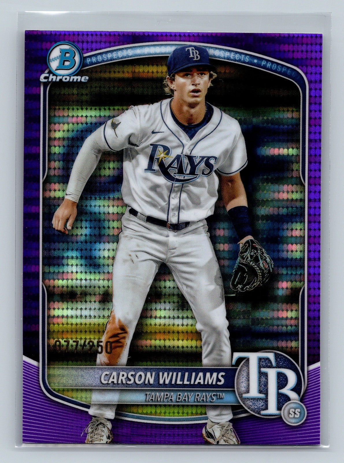 Carson Williams 2025 Bowman Chrome Prospect Purple Pulsar Refractor /250