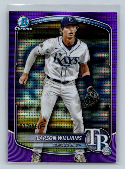 Carson Williams 2025 Bowman Chrome Prospect Purple Pulsar Refractor /250