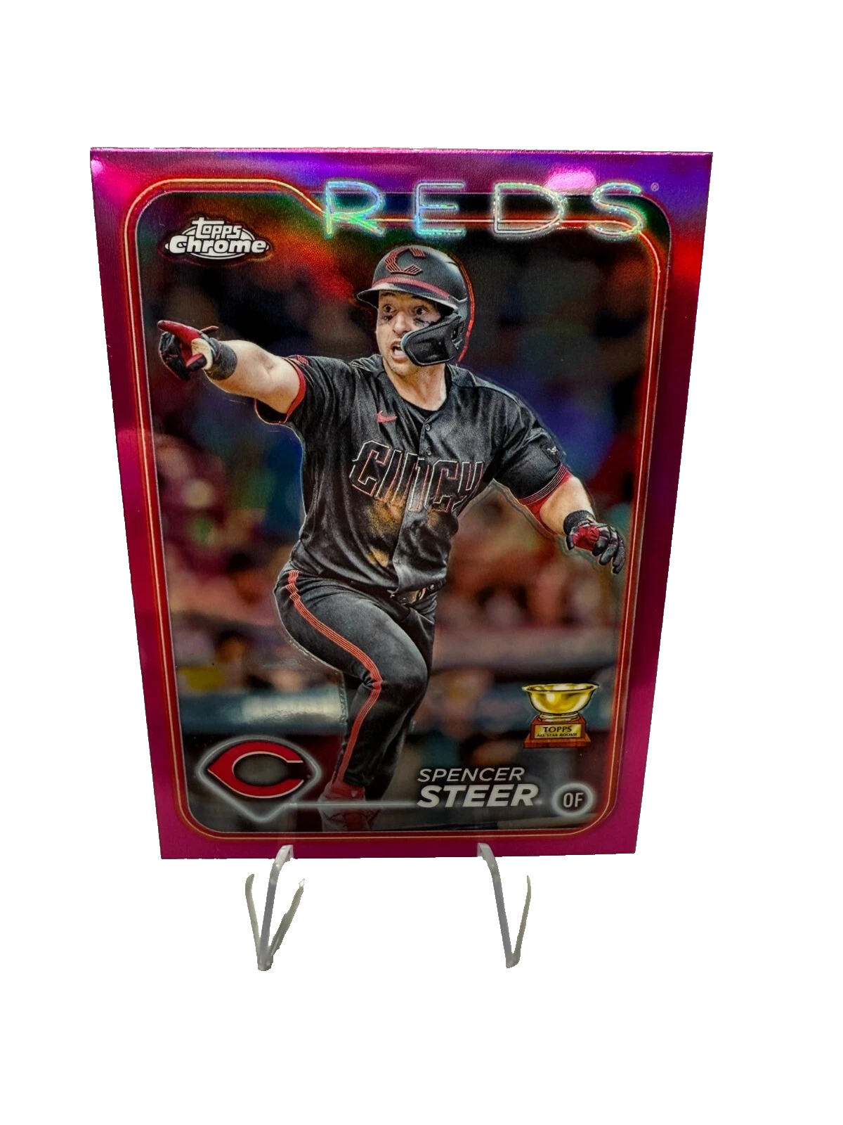 Spencer Steer 2024 Topps Chrome Pink Refractor #104 Reds