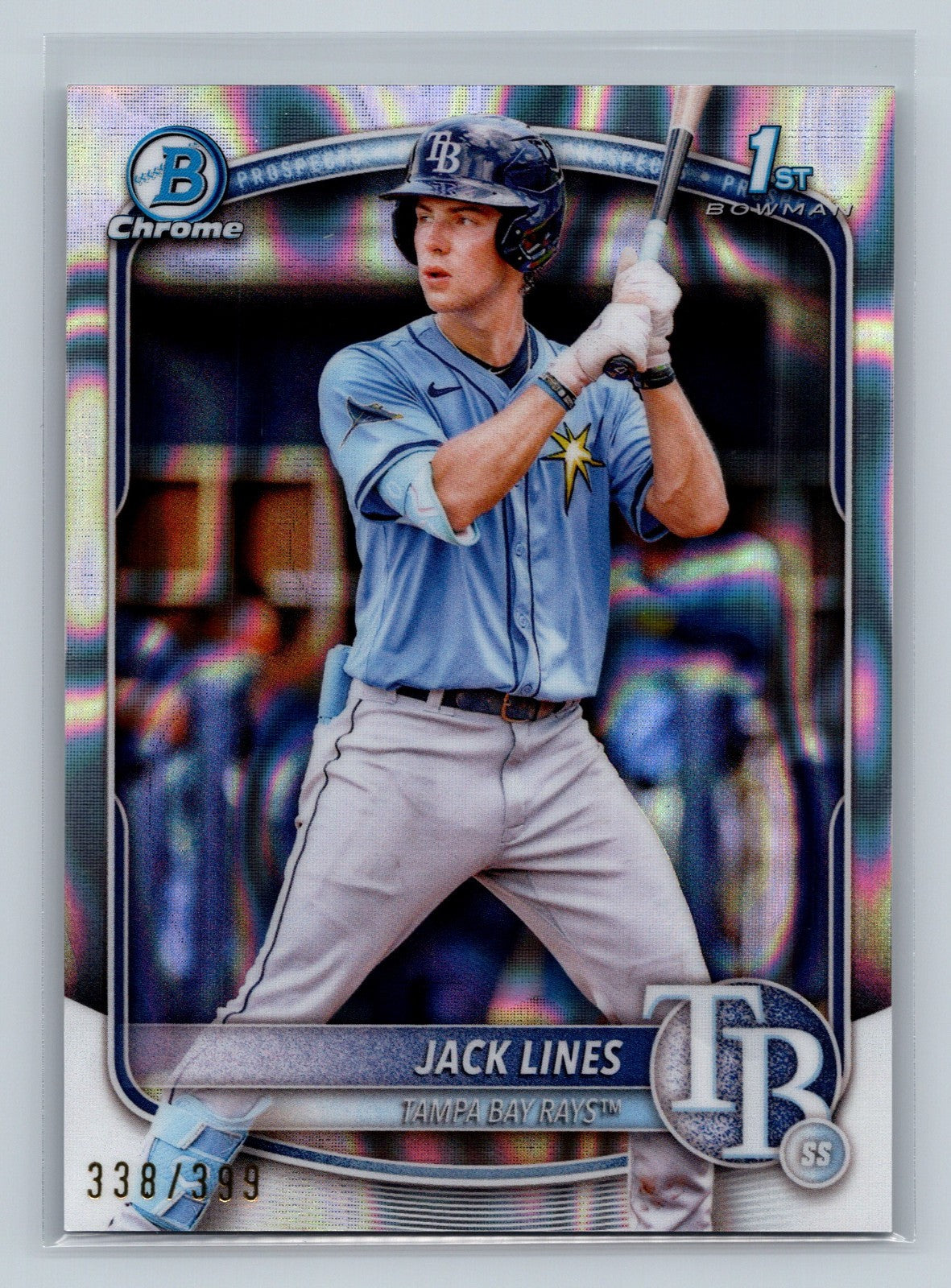 Jack Lines 2025 Bowman Chrome 1st Lava Refractor /399 #BCP-64 Rays