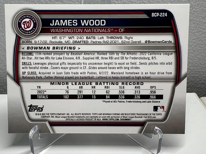 James Wood 2023 Bowman Chrome #BCP-224 Nationals