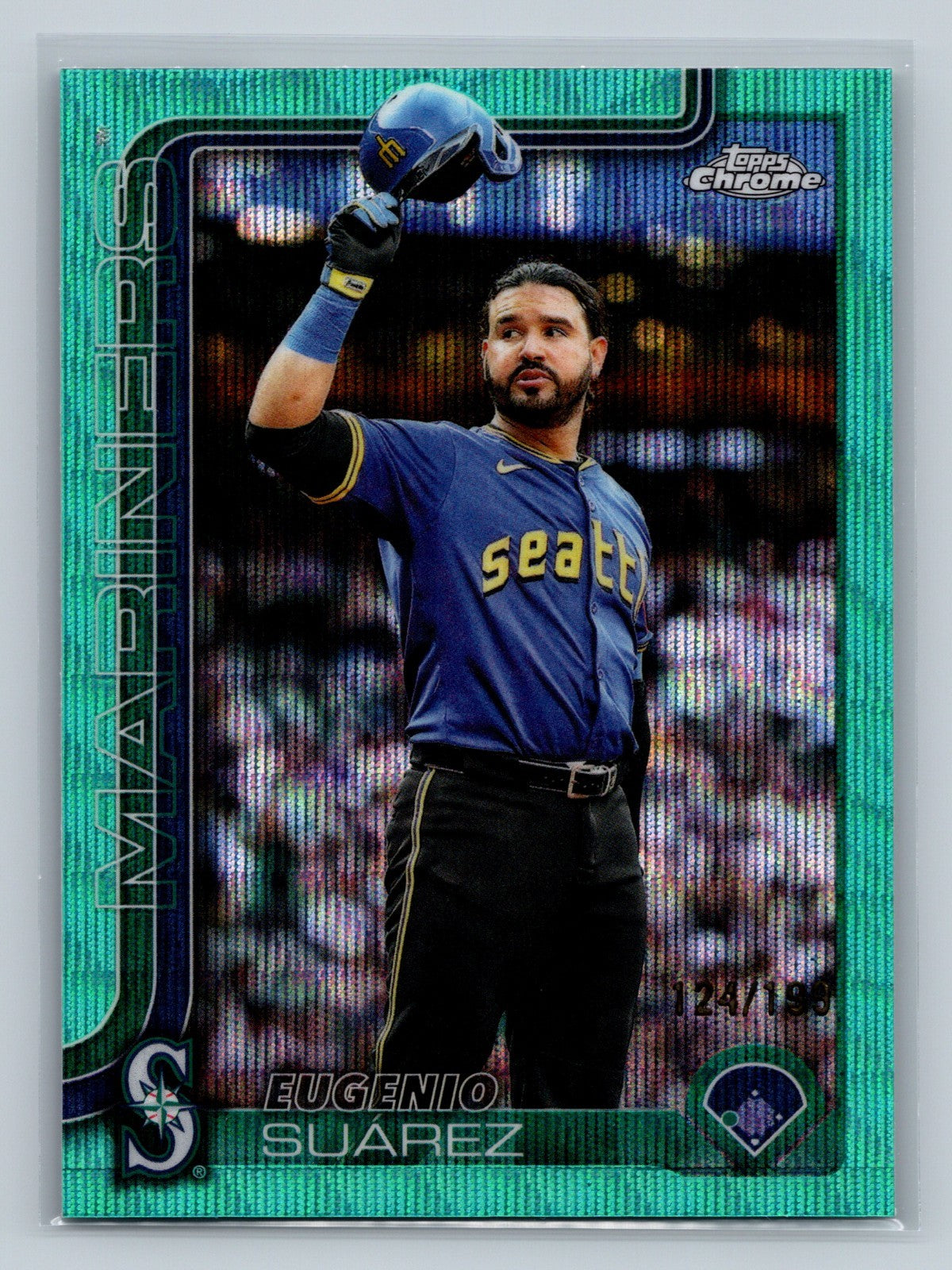 Eugenio Suarez 2025 Topps Chrome Update Series Aqua Wave Refractor /199 #USC125