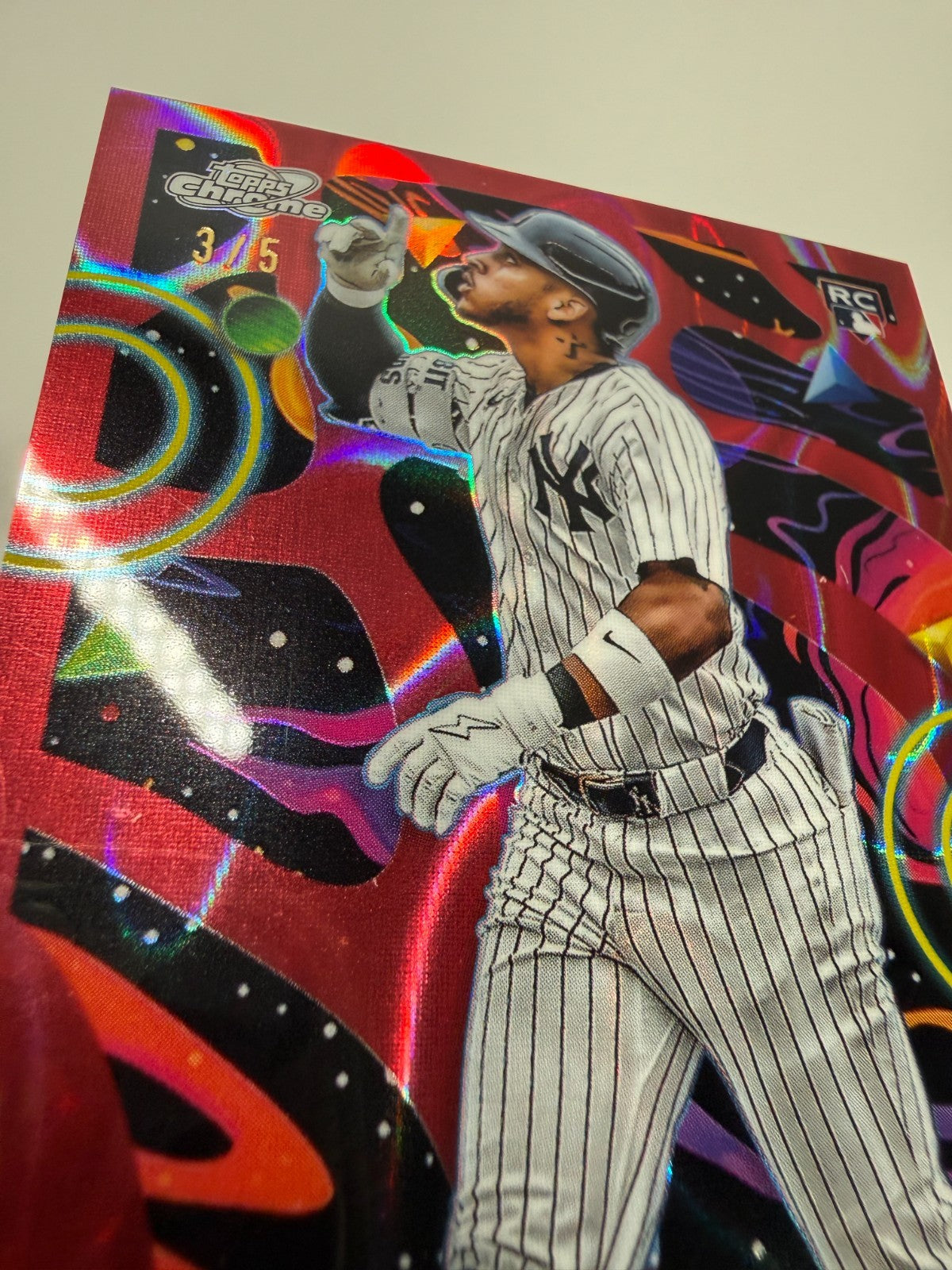 Jorbit Vivas 2025 Topps Chrome Cosmic Red Flare Refractor RC /5 #92 Yankees