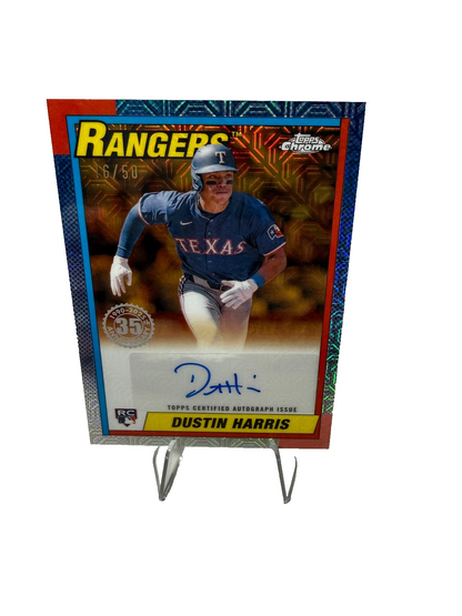 Dustin Harris 2025 Topps Series 2 Gold Mojo Refractor Auto RC /50 #90CA2-DH