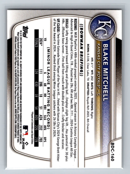 Blake Mitchell 2025 Bowman Draft Chrome Yellow Geometric Refractor /75 #BDC-160