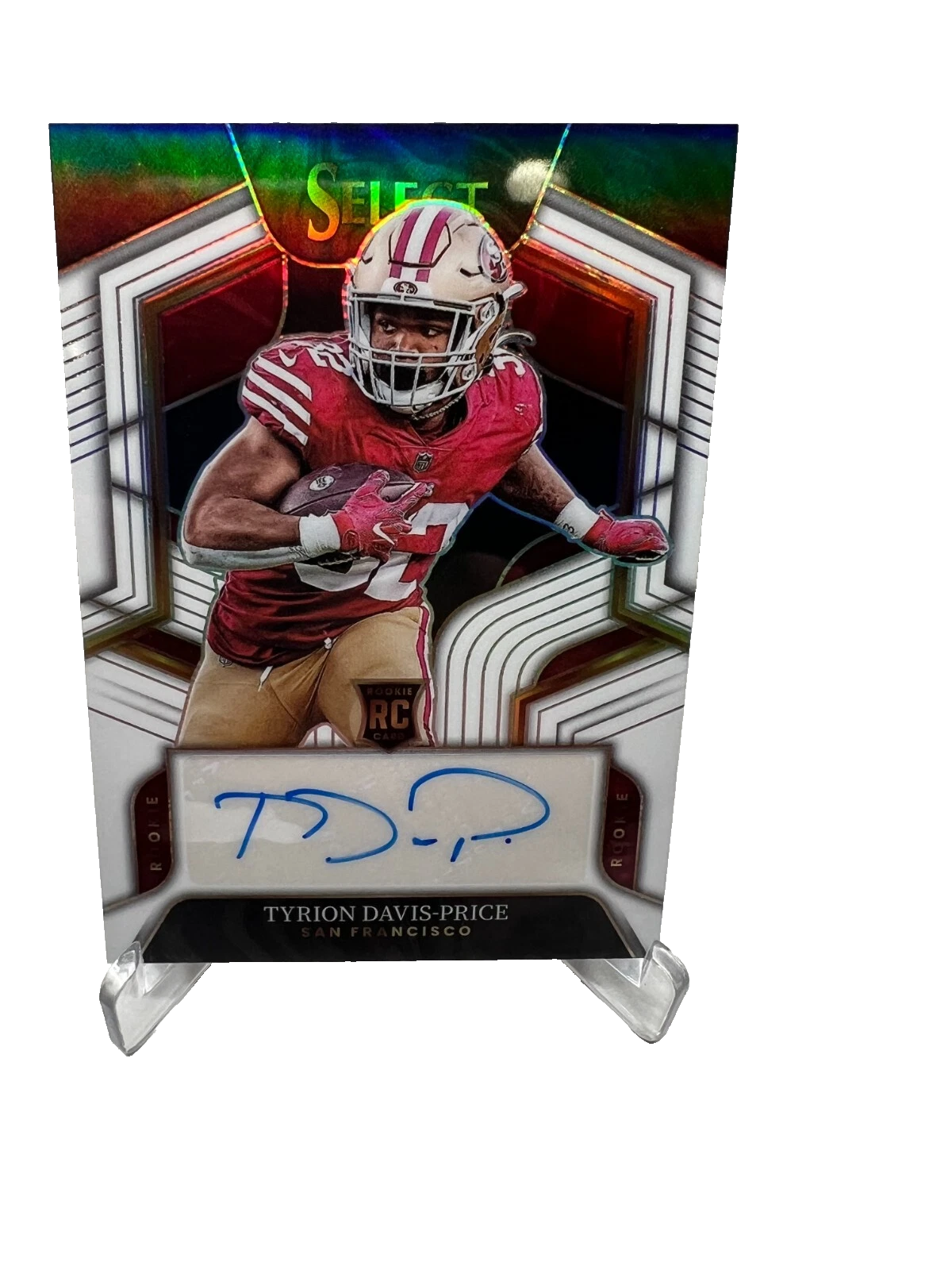 Tyrion Davis-Price 2022 Select White Prizm RC Auto /49 #FS-TD 49ers