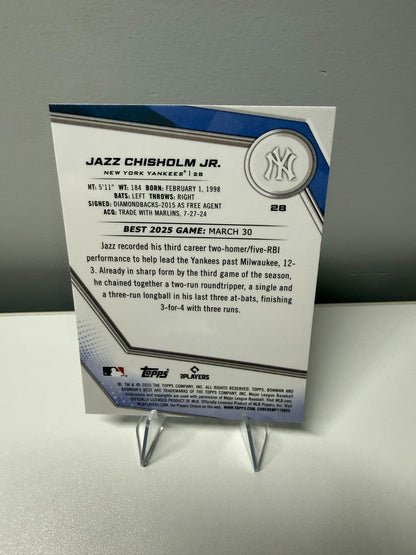 Jazz Chisholm Jr. 2025 Bowman's Best Purple Lazer Refractor /250 #28 Yankees