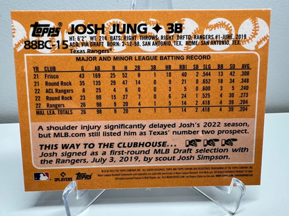 Josh Jung 2023 Topps Chrome 35th Anniversary Refractor RC #88BC-15 Rangers
