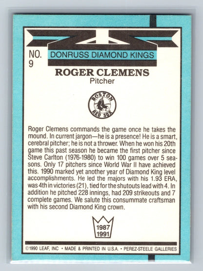 Roger Clemens 1990 Donruss Diamond Kings #9 Red Sox