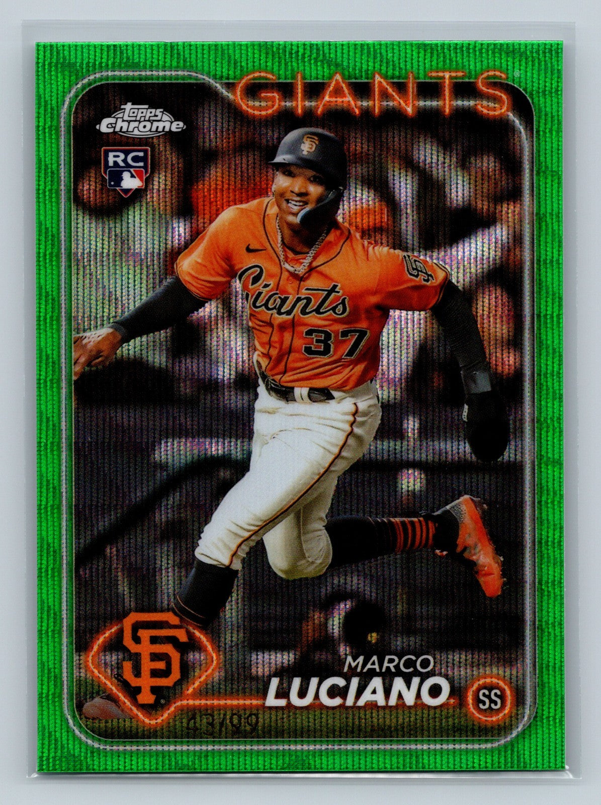 Marco Luciano 2024 Topps Chrome Green Wave Refractor RC /99 #210 Giants