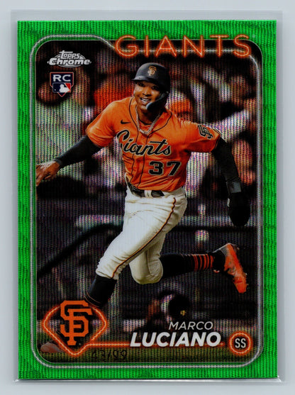 Marco Luciano 2024 Topps Chrome Green Wave Refractor RC /99 #210 Giants