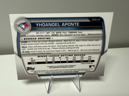 Yhoangel Aponte 2023 Bowman Chrome Mega Box Blue Mojo Refractor Auto /150