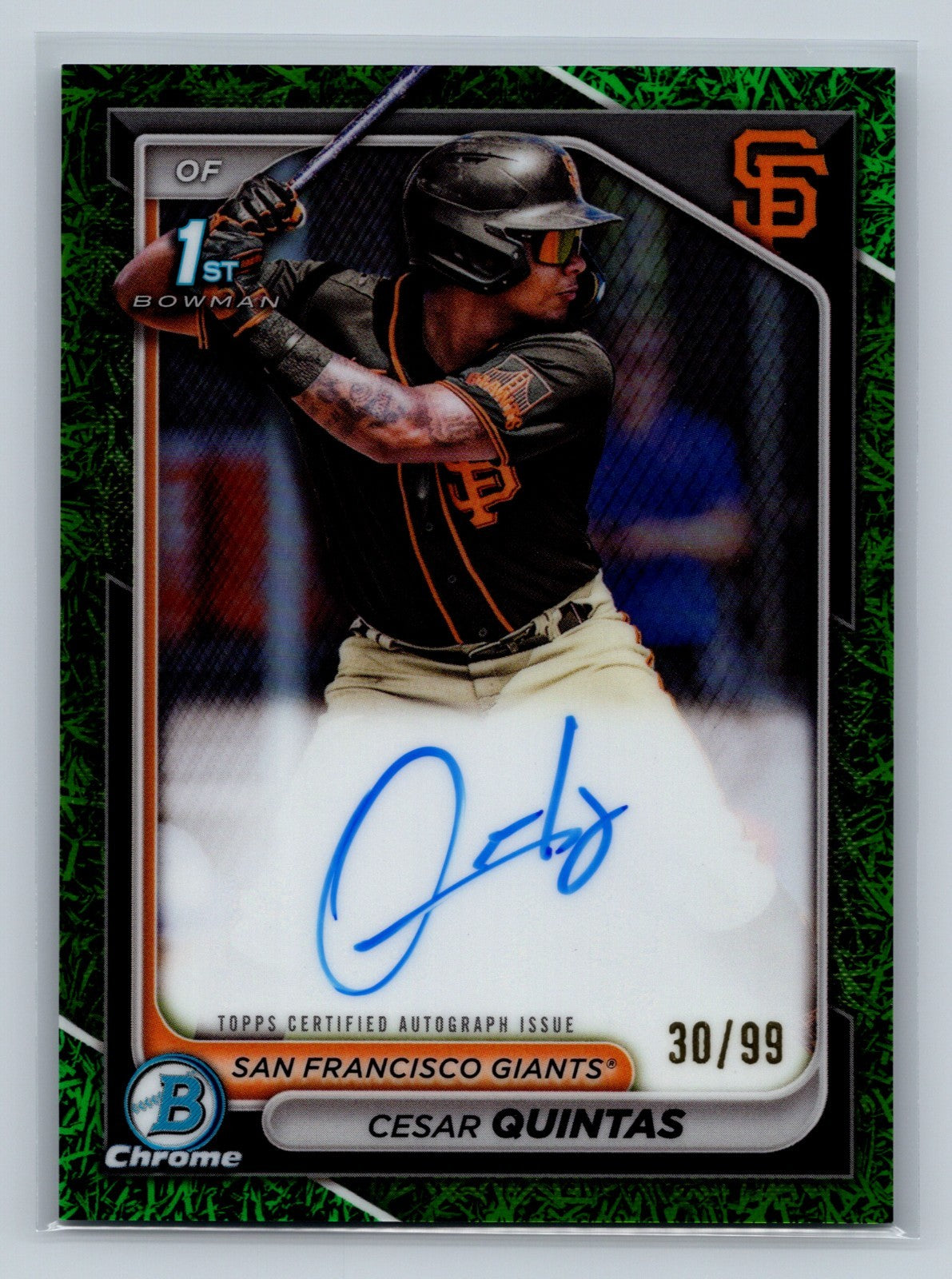 Cesar Quintas 2024 Bowman Chrome 1st Green Grass Refractor Auto /99 #CPA-CQ