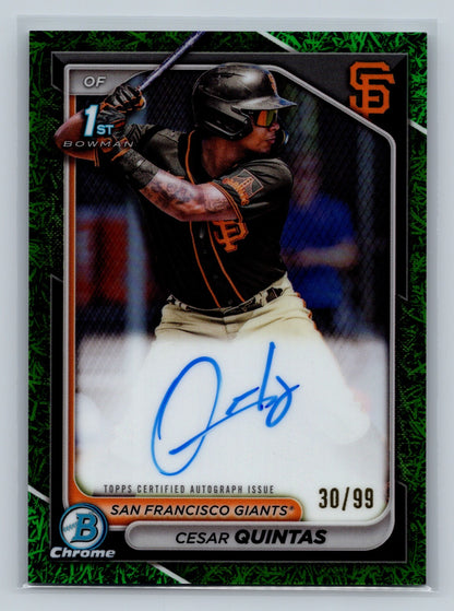 Cesar Quintas 2024 Bowman Chrome 1st Green Grass Refractor Auto /99 #CPA-CQ