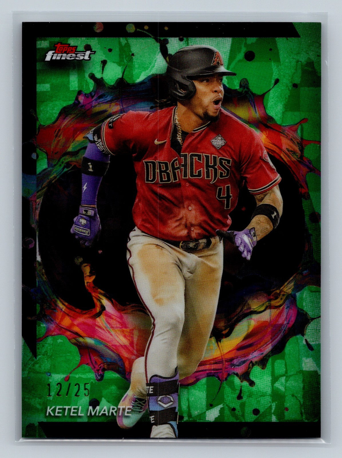 Ketel Marte 2024 Topps Finest Rare Green Refractor /25 #292 Diamondbacks