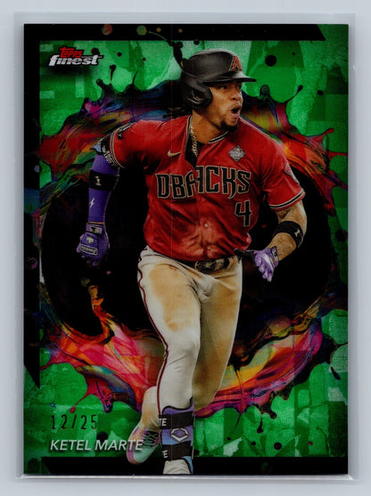 Ketel Marte 2024 Topps Finest Rare Green Refractor /25 #292 Diamondbacks
