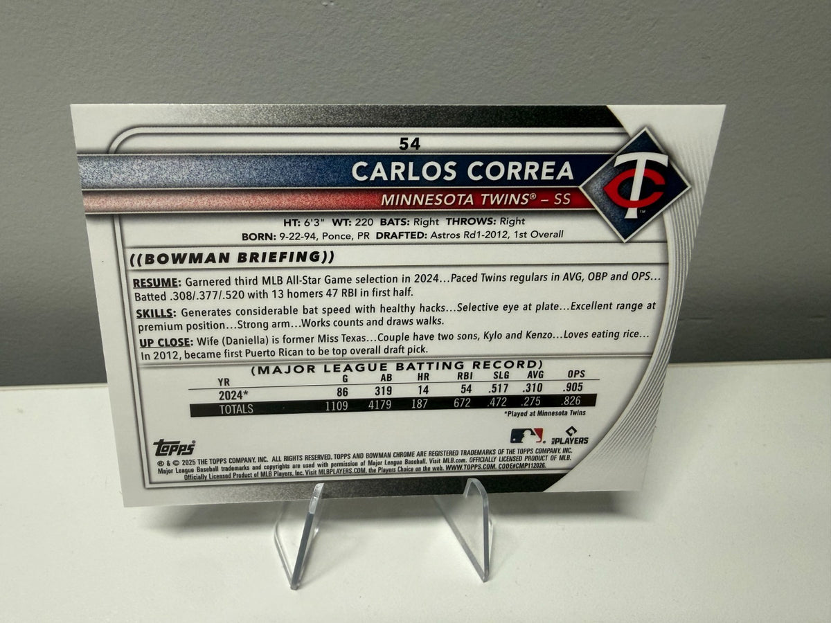 Carlos Correa 2025 Bowman Chrome Pulsar Refractor /399 #54 Twins