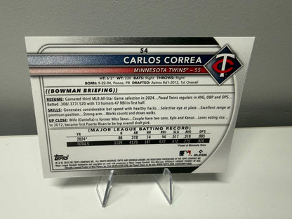Carlos Correa 2025 Bowman Chrome Pulsar Refractor /399 #54 Twins