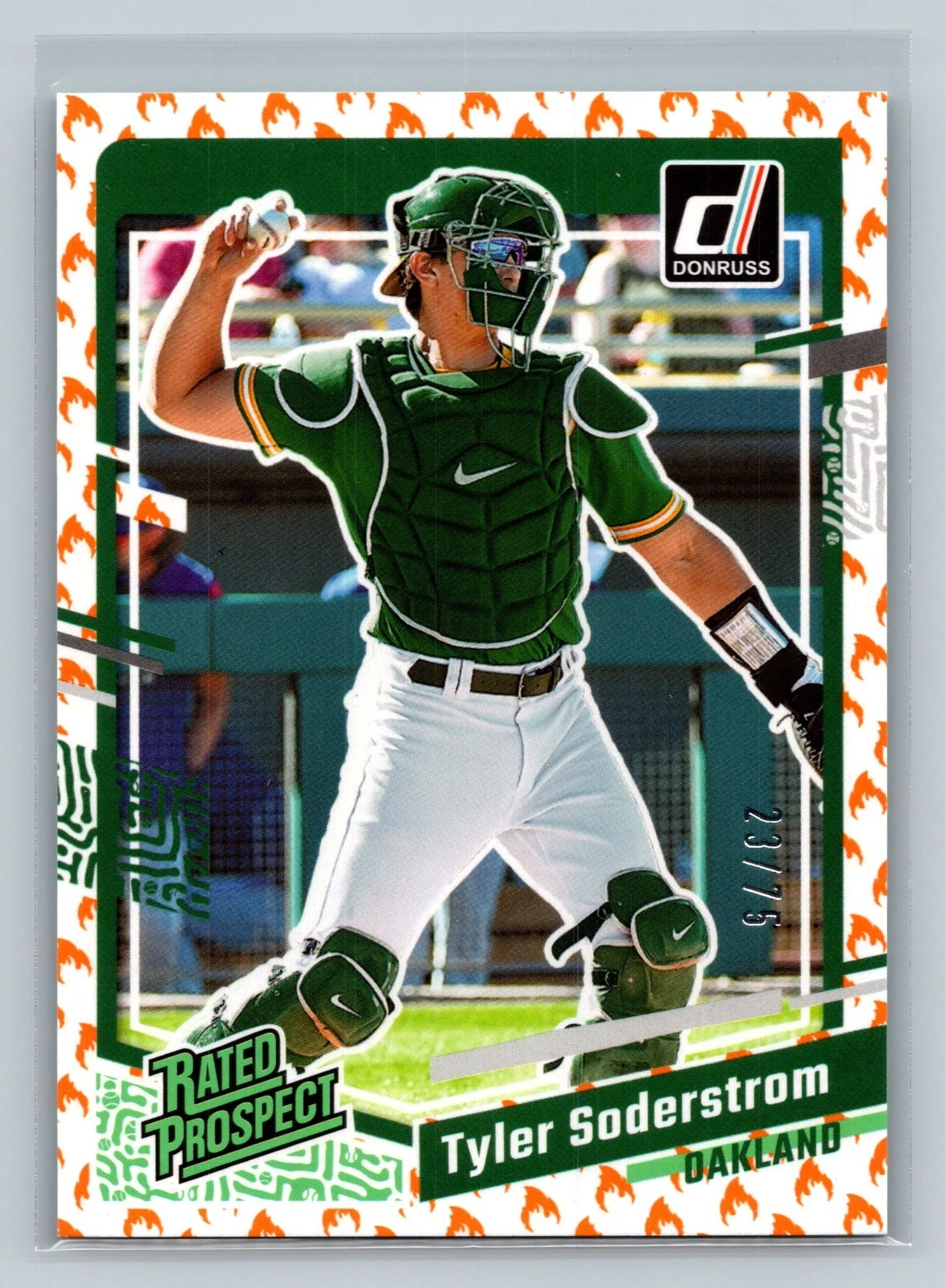 Tyler Soderstrom 2023 Donruss Rated Prospect On Fire /75 #68 Athletics