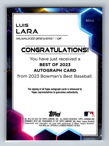 Luis Lara 2023 Bowman's Best Auto #B23-LL Brewers