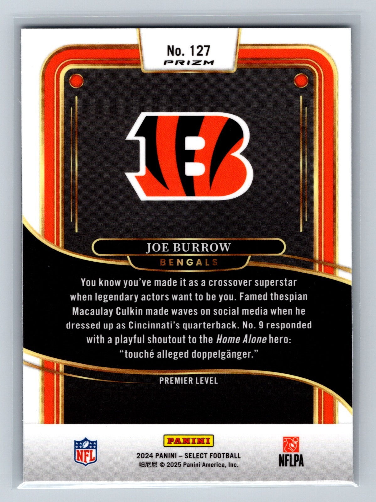 Joe Burrow 2024 Panini Select Premier Level Black & Green Shock Prizm #127